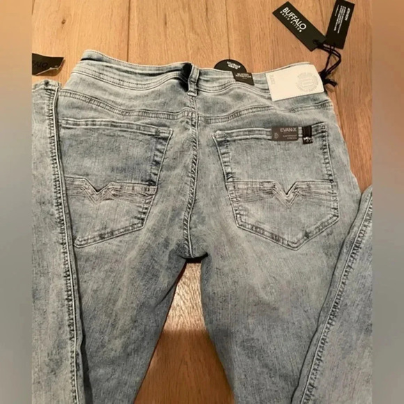 2PAIR- BUFFALO JEANS “EVAN-X” SLIM STRAIGHT STRETCH BLEACHED AND SANDED 30/30 - Picture 16 of 16